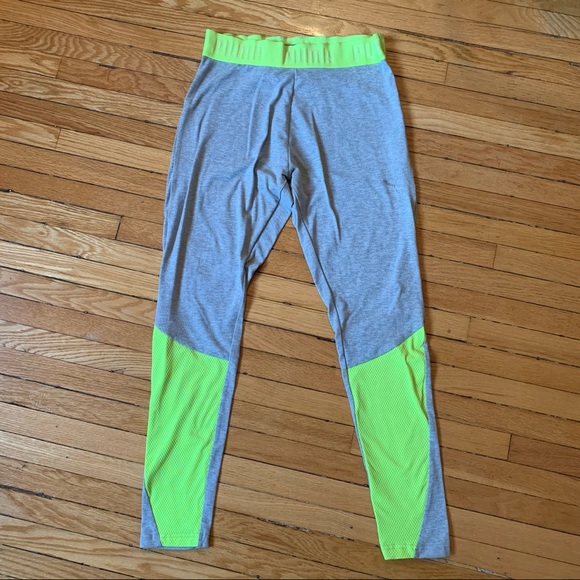 Puma Grey & Neon Yellow Athletic Leggings